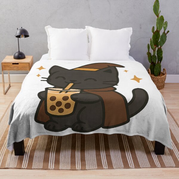 Item preview, Cute Wizard Cat Drinking Boba Tea Magical Black Cat Design designed and sold by InkInduldge.