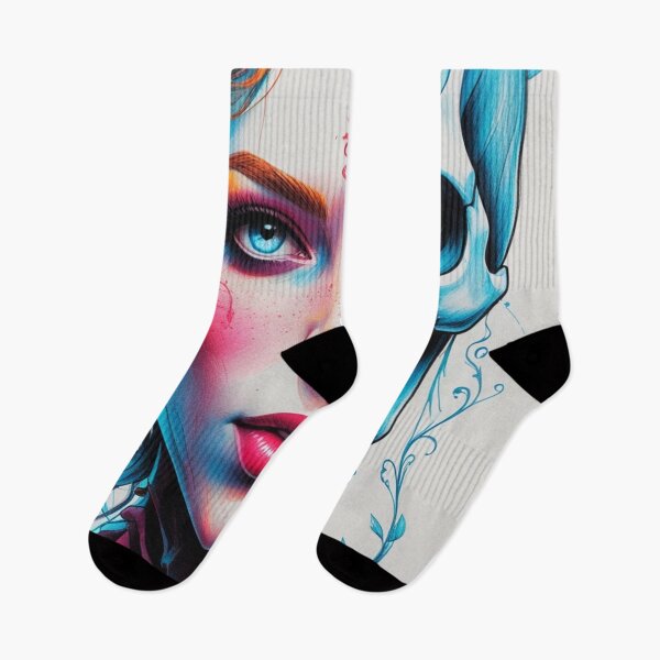 Item preview, Colorful Half-Human Skeleton Portrait Wall Art designed and sold by Dew's.