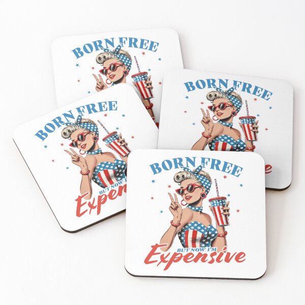 Item preview, "Born Free But Now I'm Expensive" Shirt | Pin-Up Girl Patriotic Tee | Funny USA Aesthetic | Sassy 4th of July Shirt | Retro Bombshell Quote Shirt designed and sold by SirensSageStone.