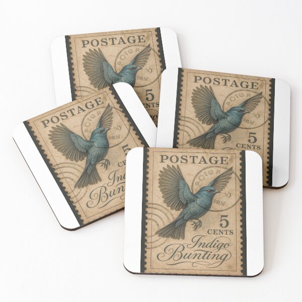 Item preview, Vintage Indigo Bunting Postage Stamp - 5 Cents designed and sold by ForeverPrintsOK.