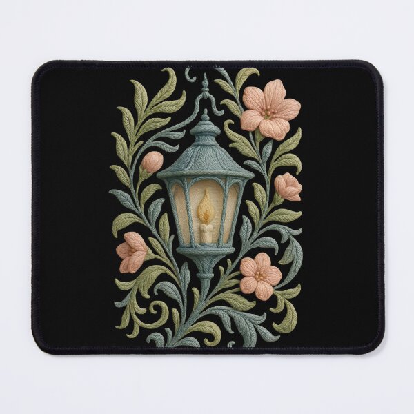Item preview, Vintage Embroidered Lantern with Floral Thread Art | Hand-Stitched Style Illustration designed and sold by Amr Qadi.