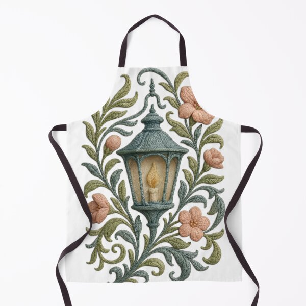 Item preview, Vintage Embroidered Lantern with Floral Thread Art | Hand-Stitched Style Illustration designed and sold by Amr Qadi.