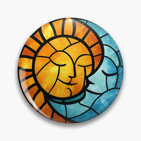 Item preview, Celestial Embrace - Luminous Sun and Moon Sticker designed and sold by AetherLightArt.