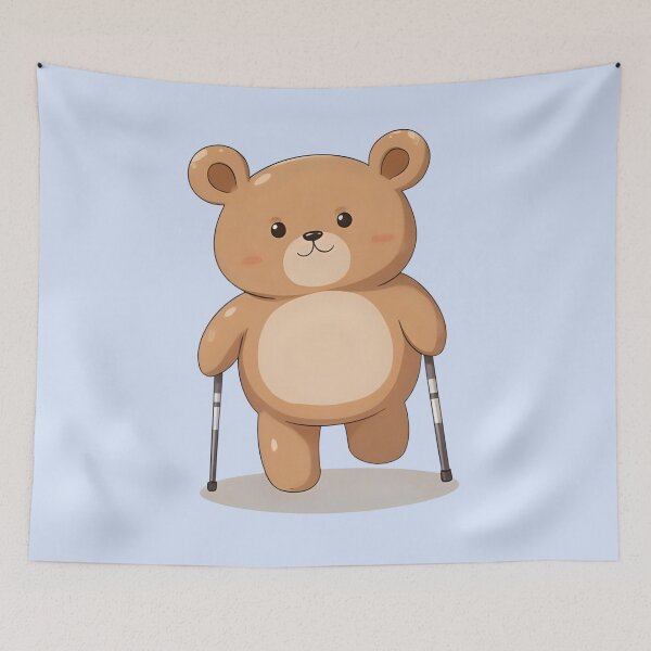 Item preview, Little Bear with Crutches – Brave Steps and a Strong Heart designed and sold by CeciliaGomezArt.
