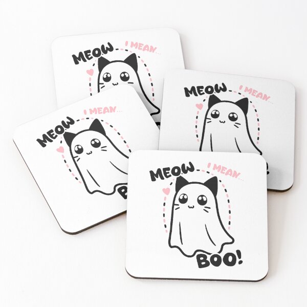 Item preview, Meow, I mean.. Boo! Halloween Cute Ghost Cat designed and sold by FarieArt.