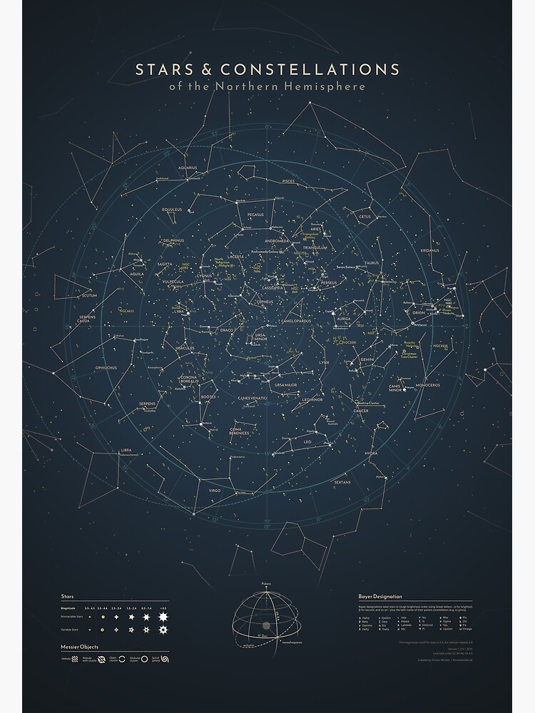 Thumbnail 3 of 3, Poster, Stars and Constellations of the Northern Hemisphere designed and sold by justatry.