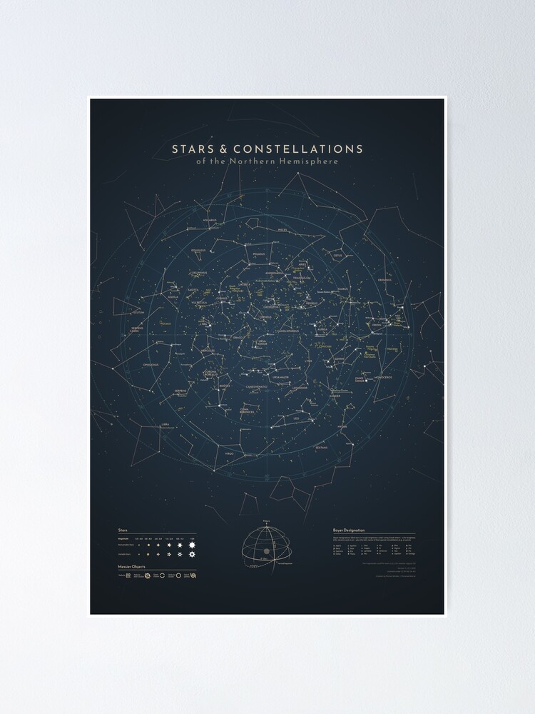 Thumbnail 1 of 3, Poster, Stars and Constellations of the Northern Hemisphere designed and sold by justatry.