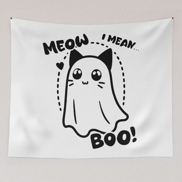 Item preview, Meow, I mean.. Boo! Halloween Ghost Cat designed and sold by FarieArt.