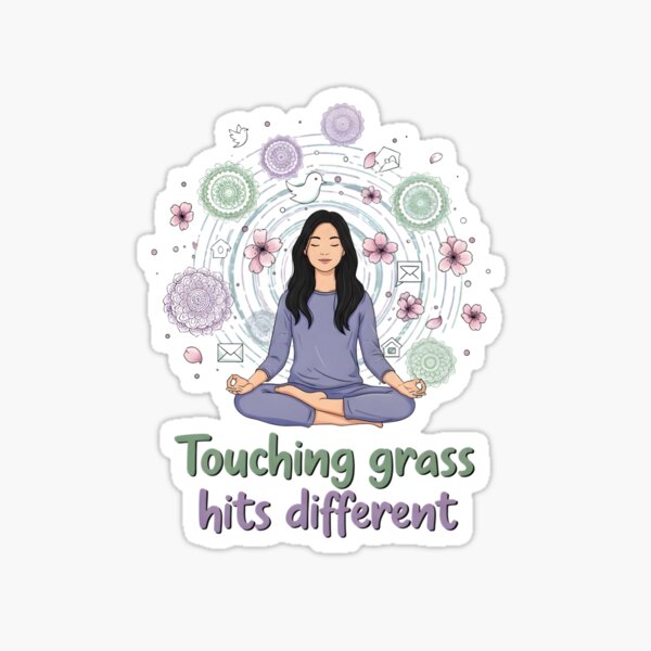 Item preview, Touching Grass Hits Different - Grounding Meditation Nature Therapy Art designed and sold by AnnDesignStudio.
