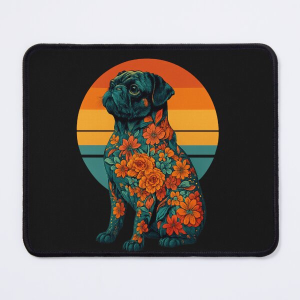 Item preview, Floral Retro Pug Art – Vibrant Psychedelic pug Design designed and sold by THISPUGVIBE.