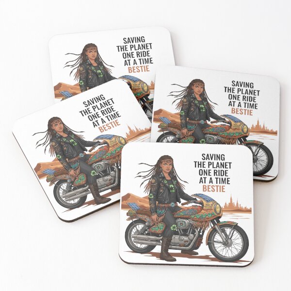 Item preview, Saving The Planet One Ride At A Time Bestie - Eco Warrior Biker Art designed and sold by AnnDesignStudio.