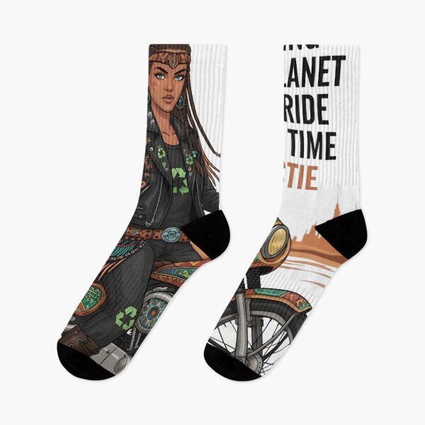 Item preview, Saving The Planet One Ride At A Time Bestie - Eco Warrior Biker Art designed and sold by AnnDesignStudio.