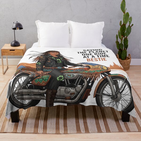 Item preview, Saving The Planet One Ride At A Time Bestie - Eco Warrior Biker Art designed and sold by AnnDesignStudio.