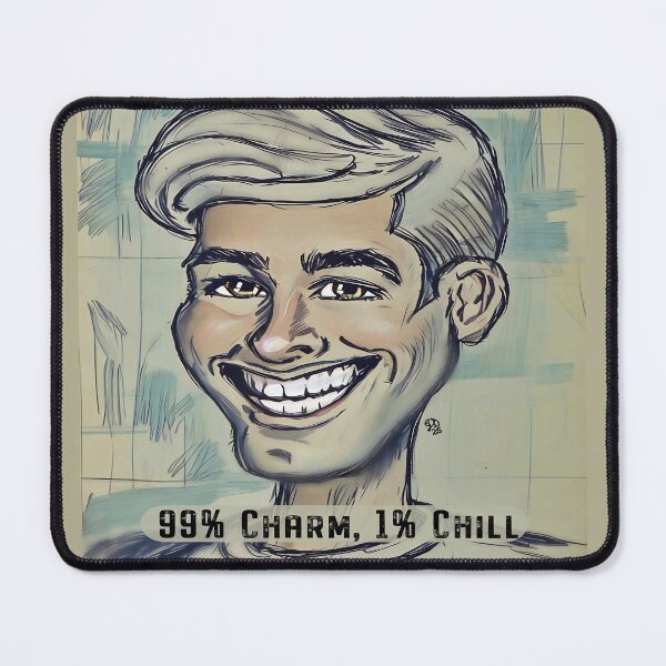 Item preview, 99% Charm, 1% Chill Retro Caricature Guy designed and sold by gleefulme.
