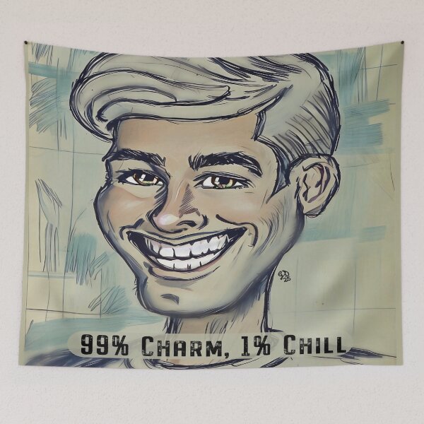 Item preview, 99% Charm, 1% Chill Retro Caricature Guy designed and sold by gleefulme.