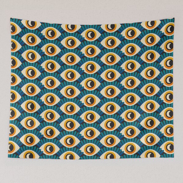 Artikelvorschau, Retro Trippy Eye Pattern – Auffälliges Midcentury-Augapfel-Design entworfen und verkauft von musingtreeart.