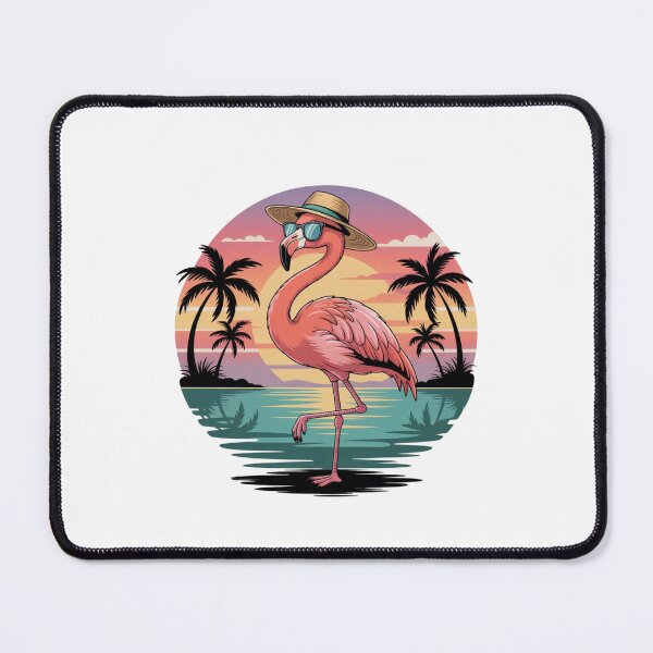 Item preview, Trendy Funny Tropical Pink Flamingo at Sunset with Palm Trees designed and sold by SOUFIANE1991.