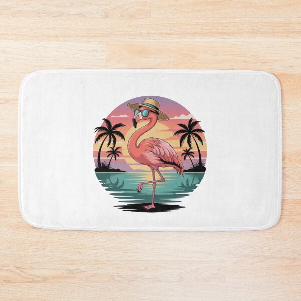 Item preview, Trendy Funny Tropical Pink Flamingo at Sunset with Palm Trees designed and sold by SOUFIANE1991.