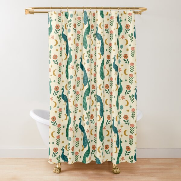 Item preview, Peacock Garden Art Print and Pattern – Vintage Folk Botanical Peacock Illustration for Wall Art, Home Decor, Tech Cases & Stationery designed and sold by Andrea Lauren.
