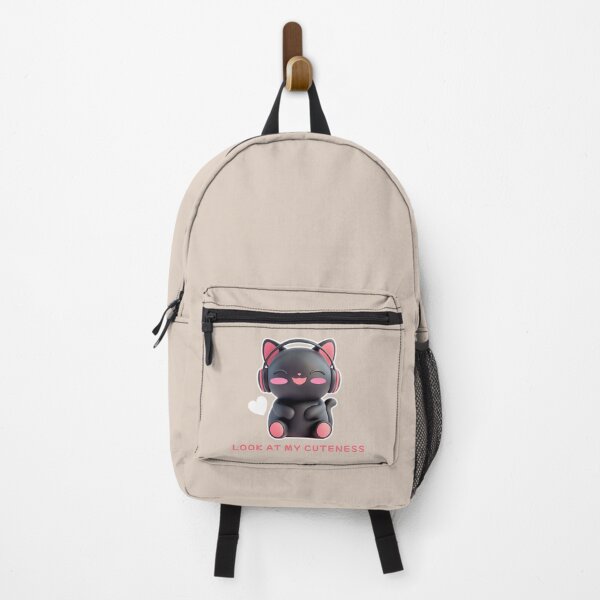 Item preview, Look at My Cuteness Black Cartoon Cat with Headphones designed and sold by AM-Storefront.
