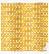 honey comb watercolor pattern Poster