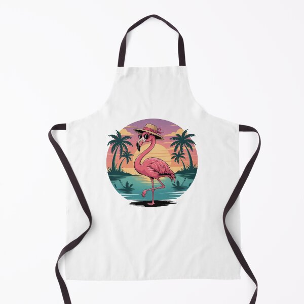 Item preview, Trendy Funny Tropical Pink Flamingo at Sunset with Palm Trees designed and sold by SOUFIANE1991.