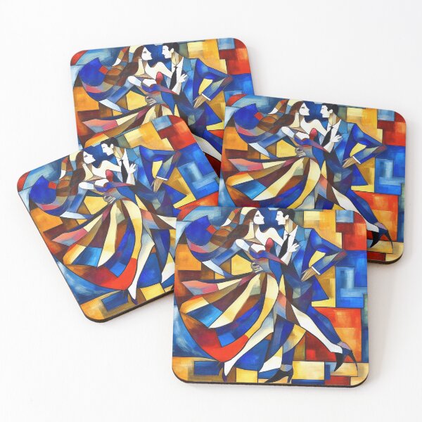 Item preview, A vibrant abstract painting of a dancing couple designed and sold by VividPlush.