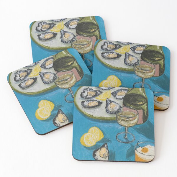 Item preview, Elegant Oysters and Wine Still Life Painting	 designed and sold by weirdfishes123.