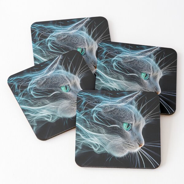 Item preview, Ethereal Cat with Glowing Elements in Motion designed and sold by Artessie.