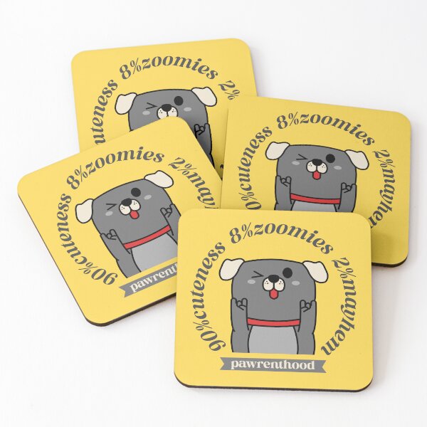 Item preview, PAWrenthood: 90%cuteness 8%zoomies 2%mayhem Gray Cartoon Dog designed and sold by AM-Storefront.
