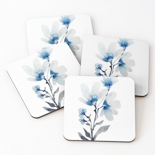 Item preview, Indigo, gray, watercolor flowers designed and sold by Kara Draws.