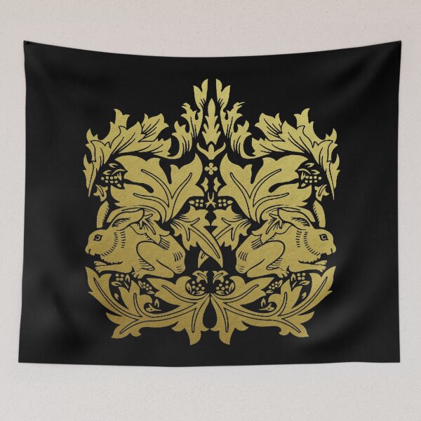 Item preview, William Morris Rabbit and Bird Gold and Black designed and sold by Pixelchicken.