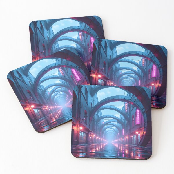 Item preview, Neon Gateway: A Futuristic Urban Passage designed and sold by oanaunciuleanu.
