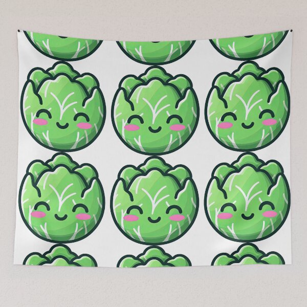 Item preview, Smiling Kawaii Cabbage Cartoon Vegetable Character designed and sold by ArtfulWeave.