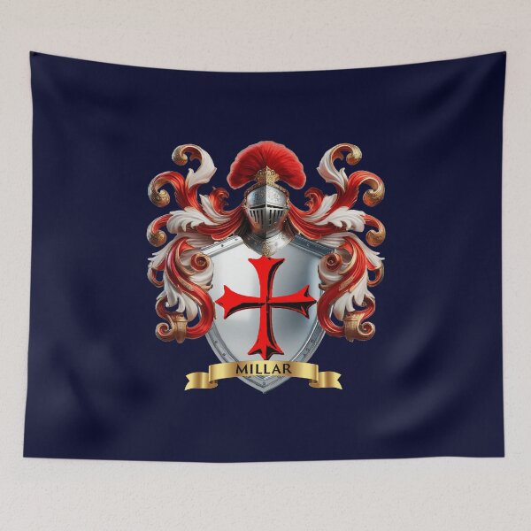 Item preview, Miller Family Crest – Scottish Heritage Red Cross Shield designed and sold by Highlandkings.