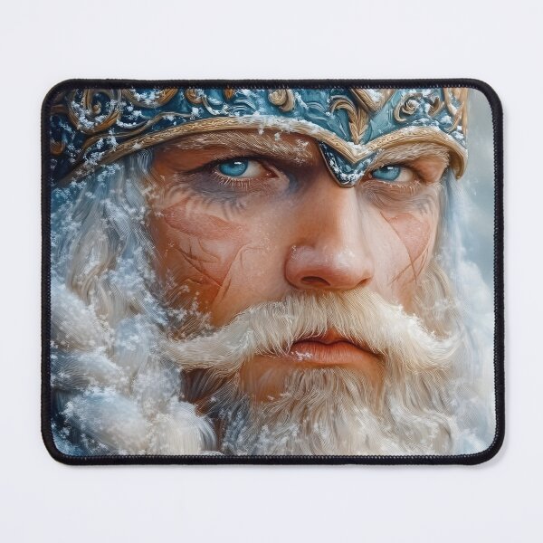 Item preview, Majestic Winter King with Icy Blue Gaze in Snow designed and sold by Artessie.