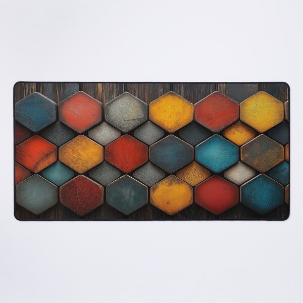 Item preview, Rustic Geometry – Colorful Hexagonal Wood Pattern designed and sold by vfxbear.