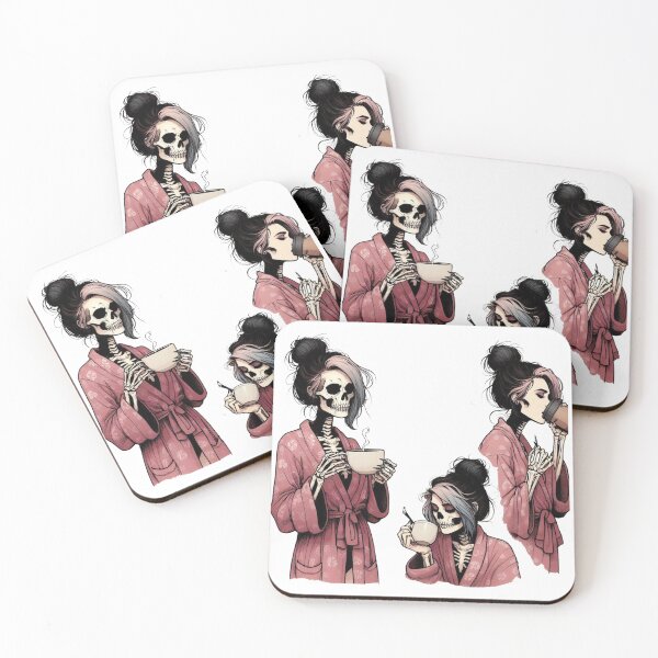 Item preview, Coffee Helps Me Human — Morning Caffeine Humor | Skeleton Coffee Art, Goth & Alt designed and sold by ByElise.