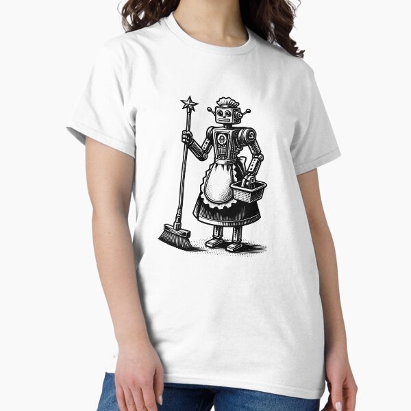 Item preview, Retro Robot Maid in Full Cleaning Uniform designed and sold by theficklepixel.