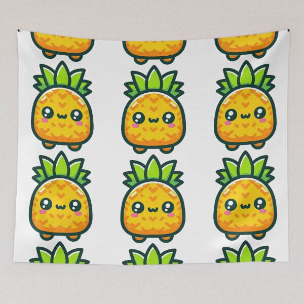 Item preview, Happy Kawaii Pineapple Cartoon Fruit Illustration designed and sold by ArtfulWeave.