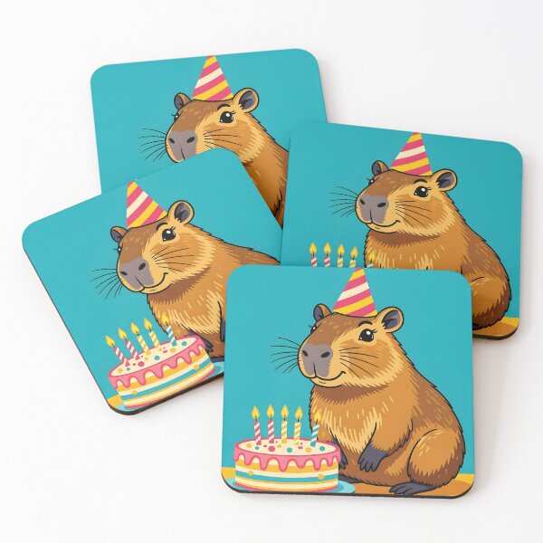 Item preview, Capybara Birthday Illustration with a cake designed and sold by EmeraldeaArt.