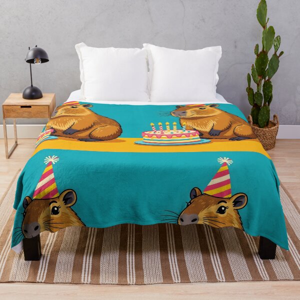 Item preview, Capybara Birthday Illustration with a cake designed and sold by EmeraldeaArt.