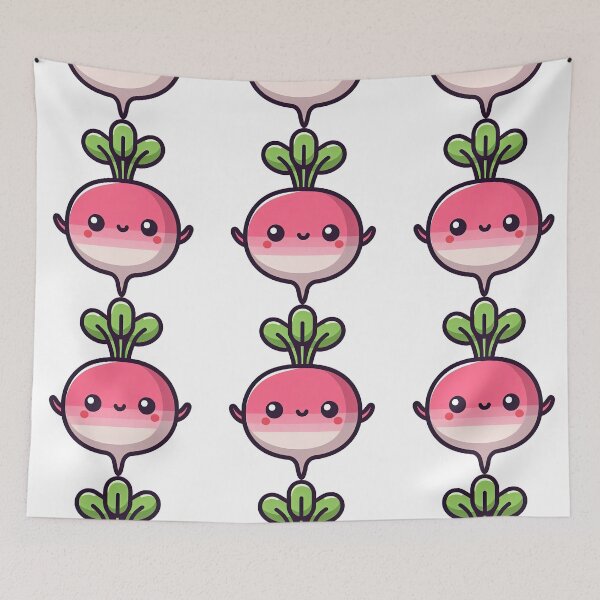 Item preview, Happy Kawaii Radish Cartoon Vegetable Design designed and sold by ArtfulWeave.