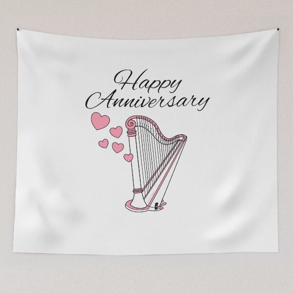 Item preview, Happy Anniversary, Harp Harpist String Musician Wedding designed and sold by doodlerob.