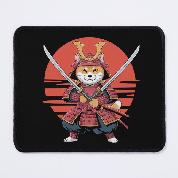 Item preview, Samurai Cat, Japanese Cat, Sakura Cherry Blossoms, Samurai Warrior Vantage Japanese Art Anime designed and sold by Dabbing Turtle Designs.