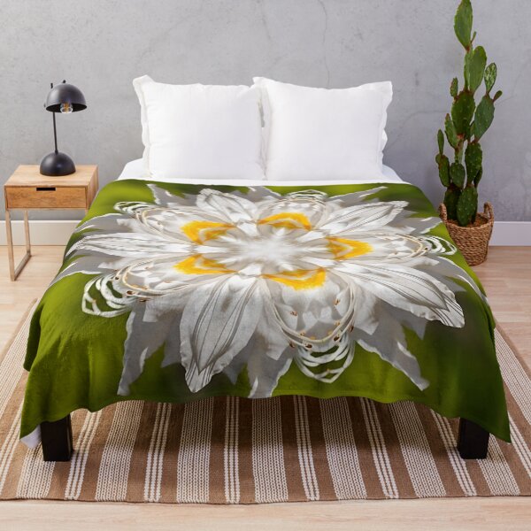 Item preview, 9 Petal Kaleidoscope Flower: White and Yellow Bloom with Green Harmony designed and sold by POETTICA.