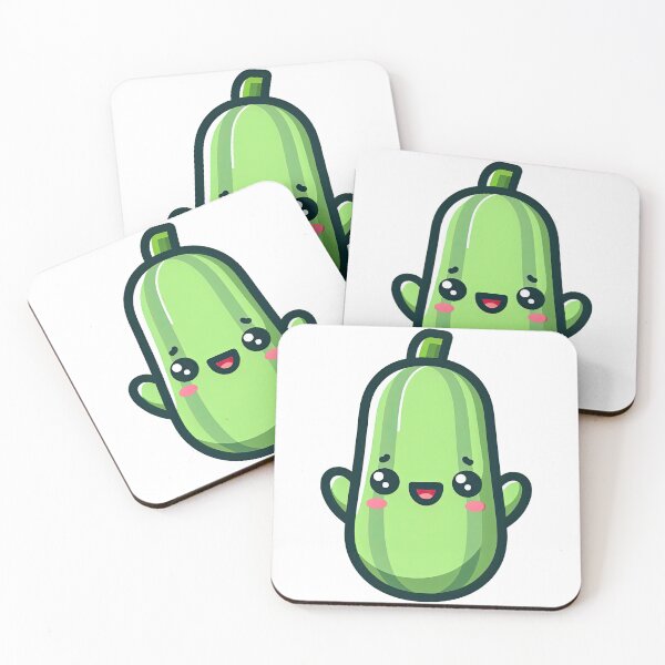 Item preview, Happy Kawaii Zucchini Cartoon Vegetable Character designed and sold by ArtfulWeave.