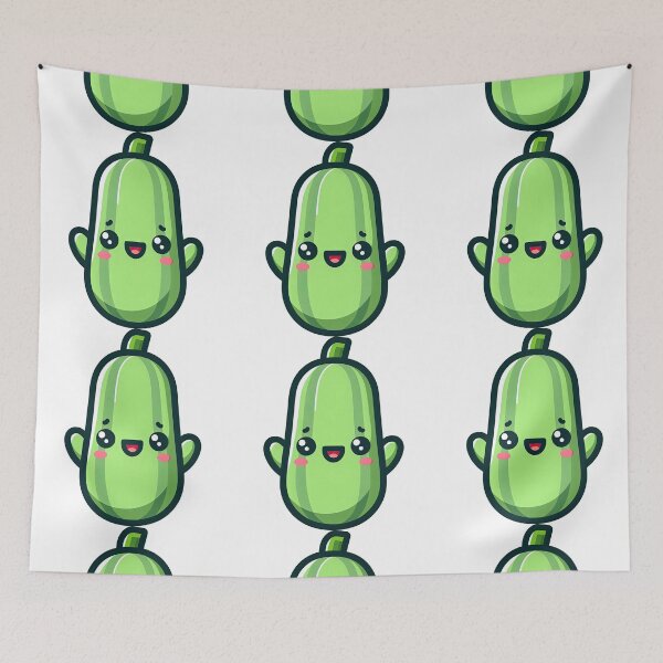 Item preview, Happy Kawaii Zucchini Cartoon Vegetable Character designed and sold by ArtfulWeave.