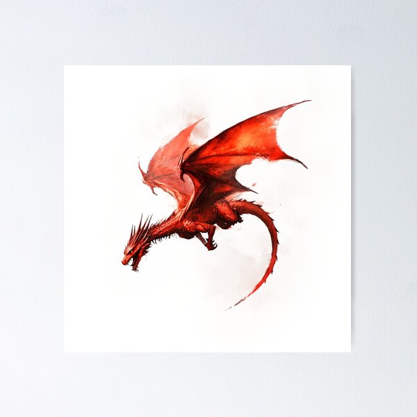 Item preview, Red dragon flying designed and sold by Vibe Ink.
