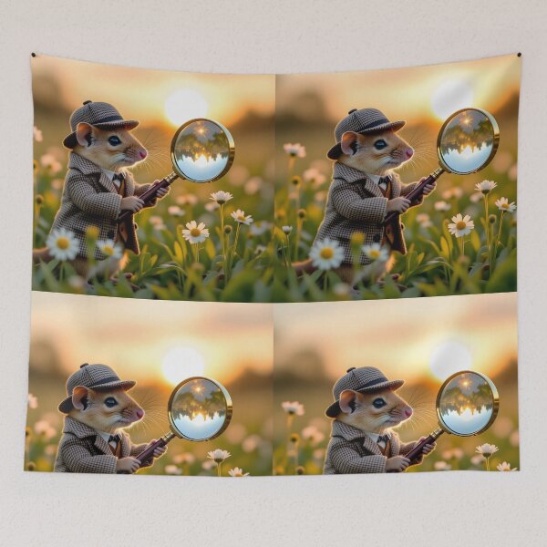 Item preview, Detective Mouse in Meadow – Cute Sherlock Rodent with Magnifying Glass designed and sold by EmeraldeaArt.